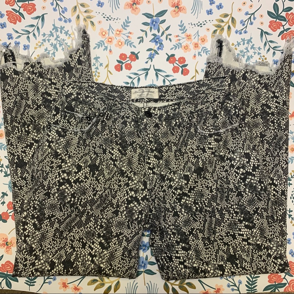 Free People Distressed Snake Print Jeans - image 2